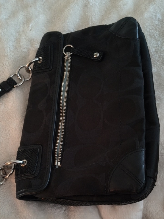 Coach Black Signature Shoulder Bag with Turn-Lock